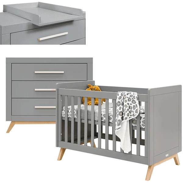 Bopita Babyzimmer Fenna 2-teilig 60 X 120 Cm Grau / Natur Mit Wickelaufsatz 1 Bopita Babyzimmer Fenna 2-teilig 60 X 120 Cm Grau / Natur Mit Wickelaufsatz