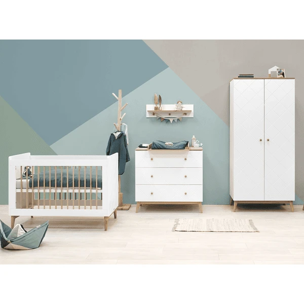 Bopita Babyzimmer Paris 3-teilig 70 X 140 Cm Umbaubar Weiß / Natur Mit Wickelaufsatz 1 Bopita Babyzimmer Paris 3-teilig 70 X 140 Cm Umbaubar Weiß / Natur Mit Wickelaufsatz