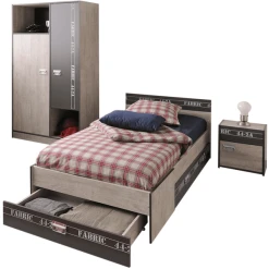 Parisot Kinder- Und Jugendzimmer 3-tlg "Fabric 2" Esche-grau Esche-grau