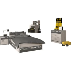 Parisot Kinder- Und Jugendzimmer 5-tlg "Fabric 13" Esche-grau Esche-grau