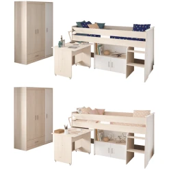 Parisot Kinder- Und Jugendzimmer 6-tlg. "Charly 16" Akazie-Weiß Akazie / Weiß