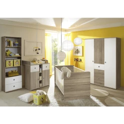 TiCAA Babyzimmer Milu II Sonoma-weiß 3-türig